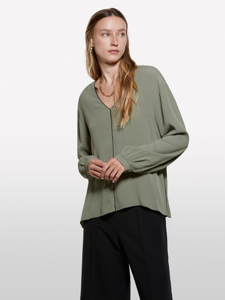 Blusa over fit verde militare - bluse da donna - Verde Militare | Sisley image number 3